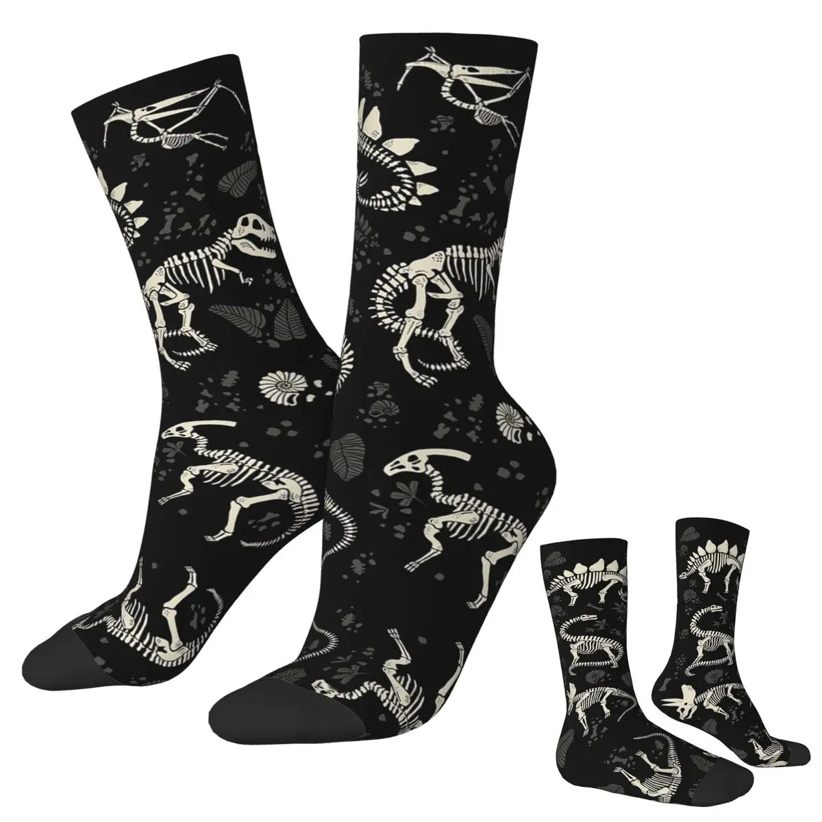 Excavated Dinosaur Fossils Socks Harajuku Sweat Absorbing Stockings All Season Long Socks for Man's Woman's Christmas Gifts