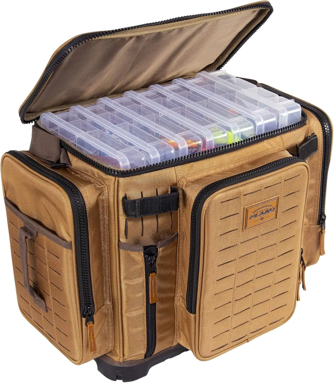 Guide Series Tackle Bag | Premium Tackle Storage with No Slip Base and Included stows, Khaki with Brown and Black Trim