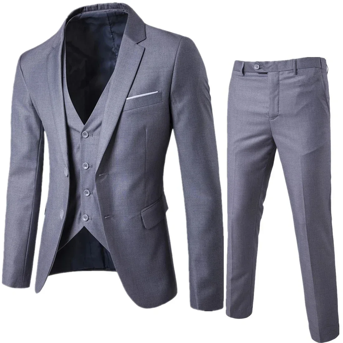 Business Suit Jacket Coat Blazers Trousers Waistcoat Men's Wedding Three Pieces Pants Vest Large Size Professional Suits