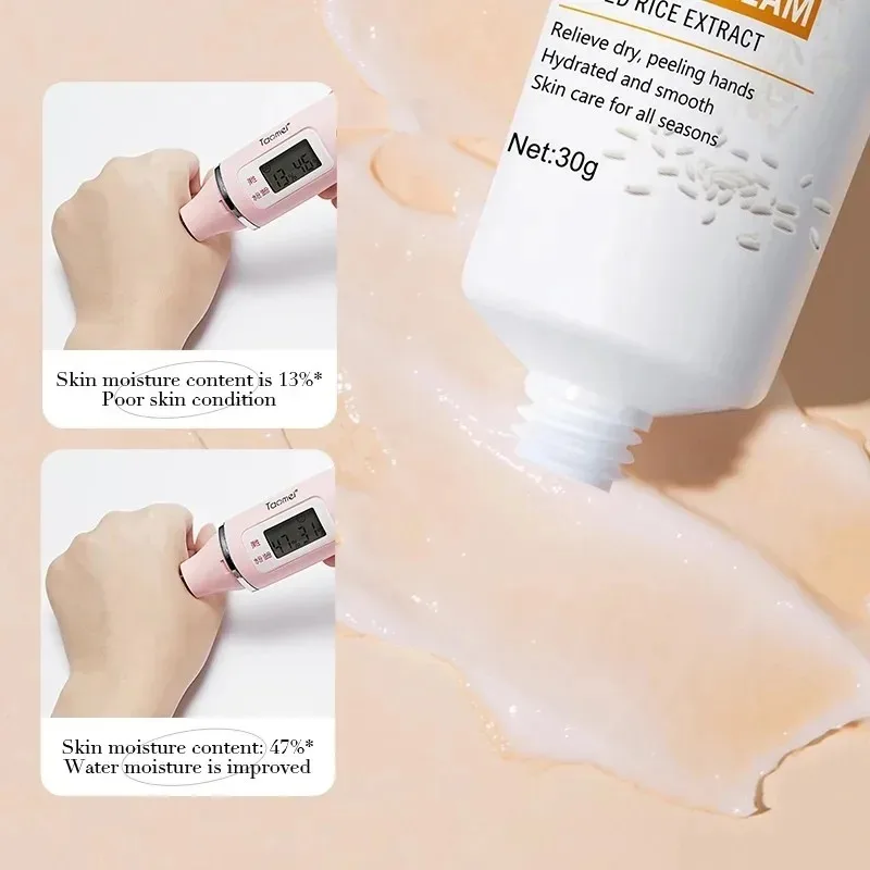 30g Rice Hand Cream Volumizing Rejuvenating Nourishing Moisturizing Refreshing Non-Greasy Hand Care Cream Handcream