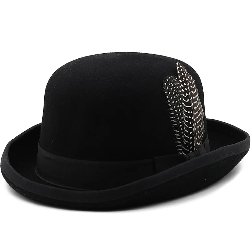 New 100% Australia Wool Felt Derby Bowler Hat For Men Women Satin Lined Fashion Party Formal Fedora Costume Magician Hat