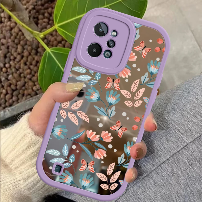 Leaf Fasion Fasion For Realme GT Neo 7 8 C55 C35 C31 C21 C20 C15 C12 C11 GT Neo2 I Y X XT 5G Pro Makeup Mirror Coque Cover Funda