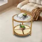 2-х ярусный круглый журнальный столик 54*54*50 см деревянный стол для гостиной комнатный торцевой столик отдельно стоящий