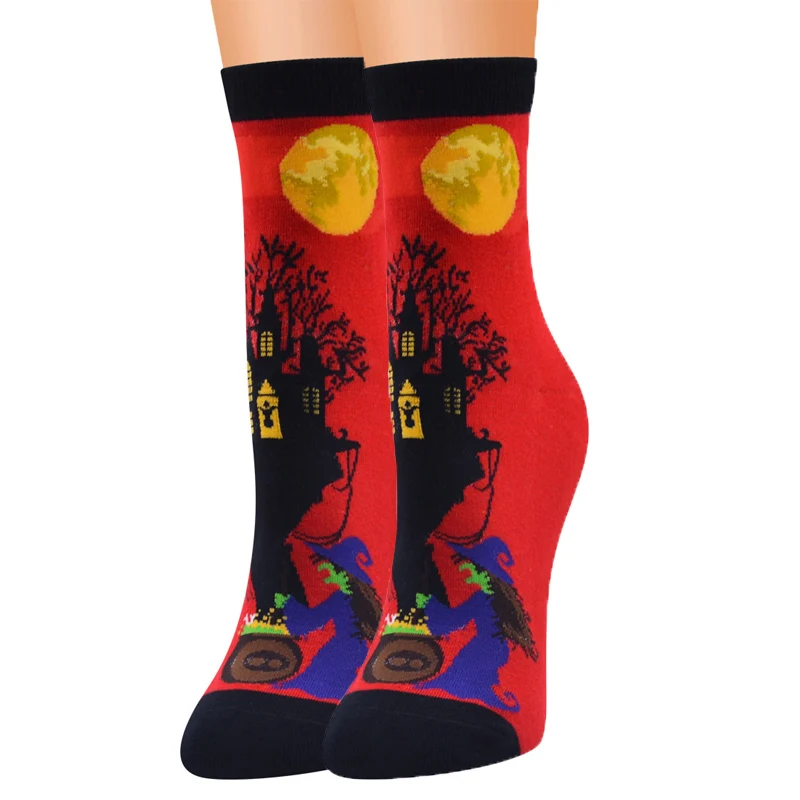 New Halloween Series Pumpkin Bat Scary Socks Women's Middle Tube Socks Cotton Cartoon Party Supplies Socks Gift