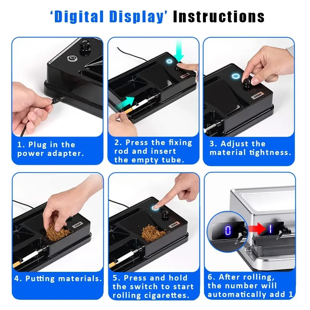 自動電動タバコ巻き機、6.5/8mmインジェクター、タバコグラインダー＆フィラー付き、高速巻き、喫煙アクセサリー