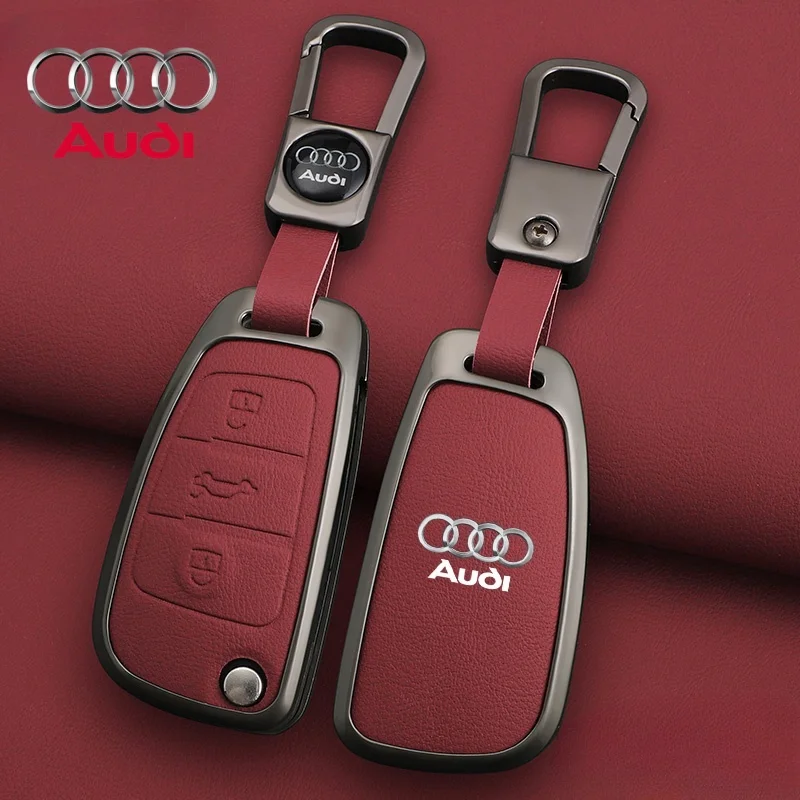 

Zinc Alloy Leather Car Remote Key Case Cover For Audi A1 A3 8P A4 A5 A6 C7 A7 S3 S7 S8 R8 Q2 Q3 Q5 Q7 Q8 SQ5 TT RS3 RS6 Keychain