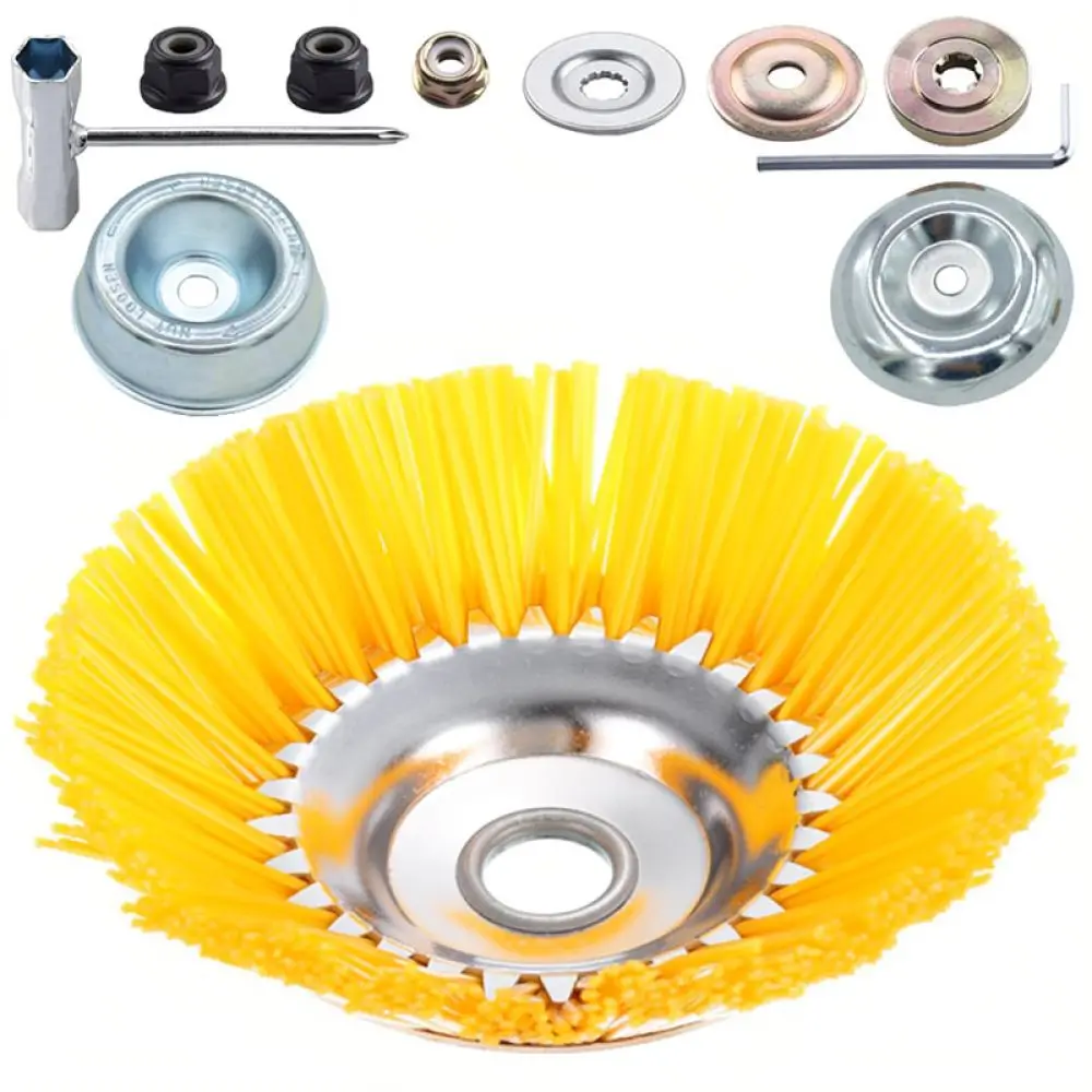 Universal 8 Inch Nylon Brush Cutter Head Lawn Mower Accessory For Garden Sidewalk And Brick Joint Moss Cleaning