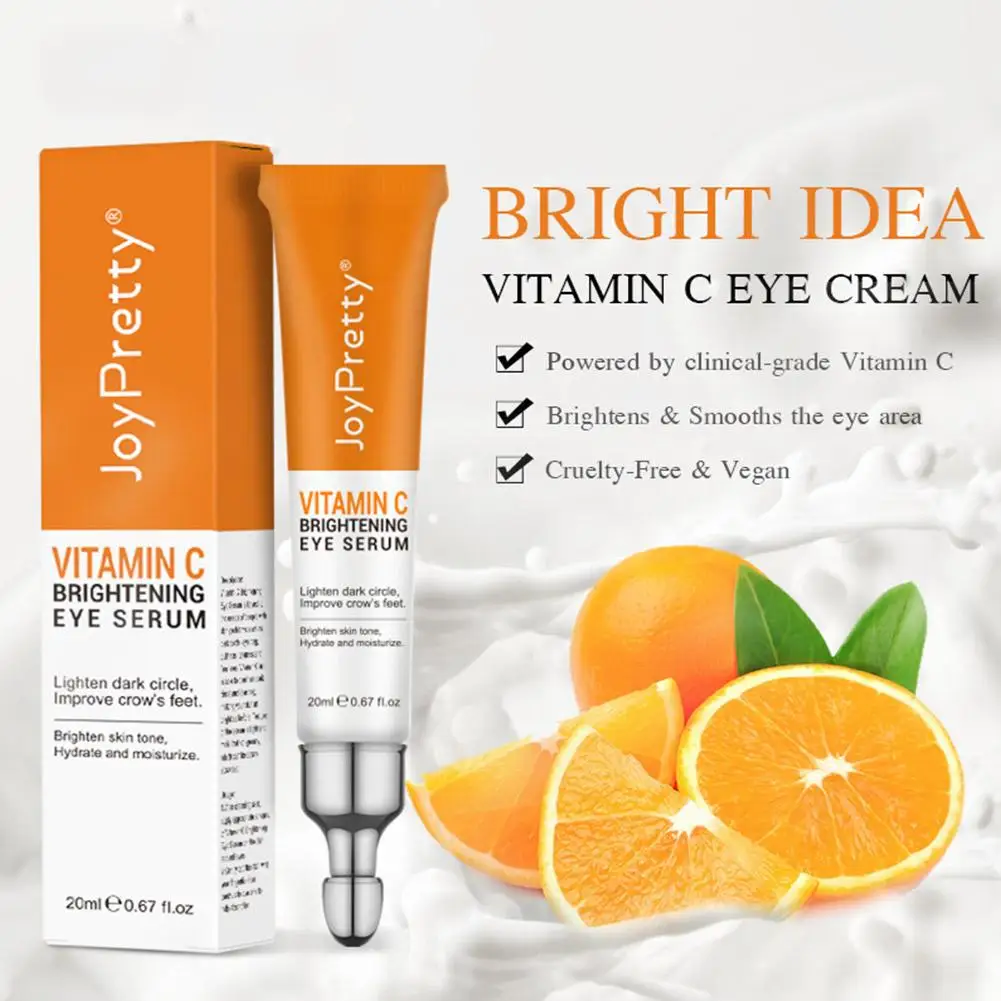 Vitamina C Brightening Eye Cream, Essência hidratante para linhas finas, Círculos escuros, Pés de galinha, Beleza Cuidados com a pele, R7P4