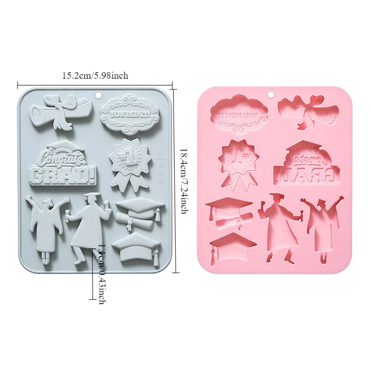 8-hole Graduation Season Theme Modeling Silicone Mold Fondant Cake Chocolate Mold Ice Cube Cake Mould Baking Accessories