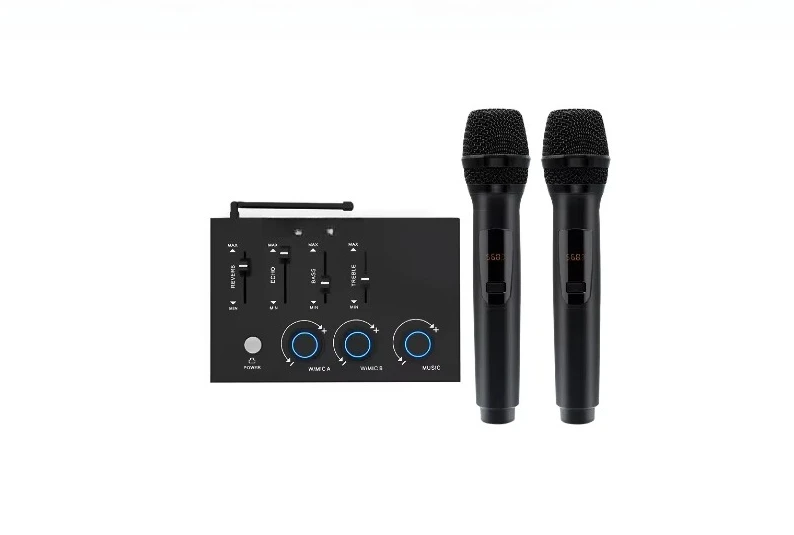 Dual Channels Wireless Microphone Karaoke Mixer System 2 Wireless Mics HD ARC Optical for TV PC Soundbar Receiver