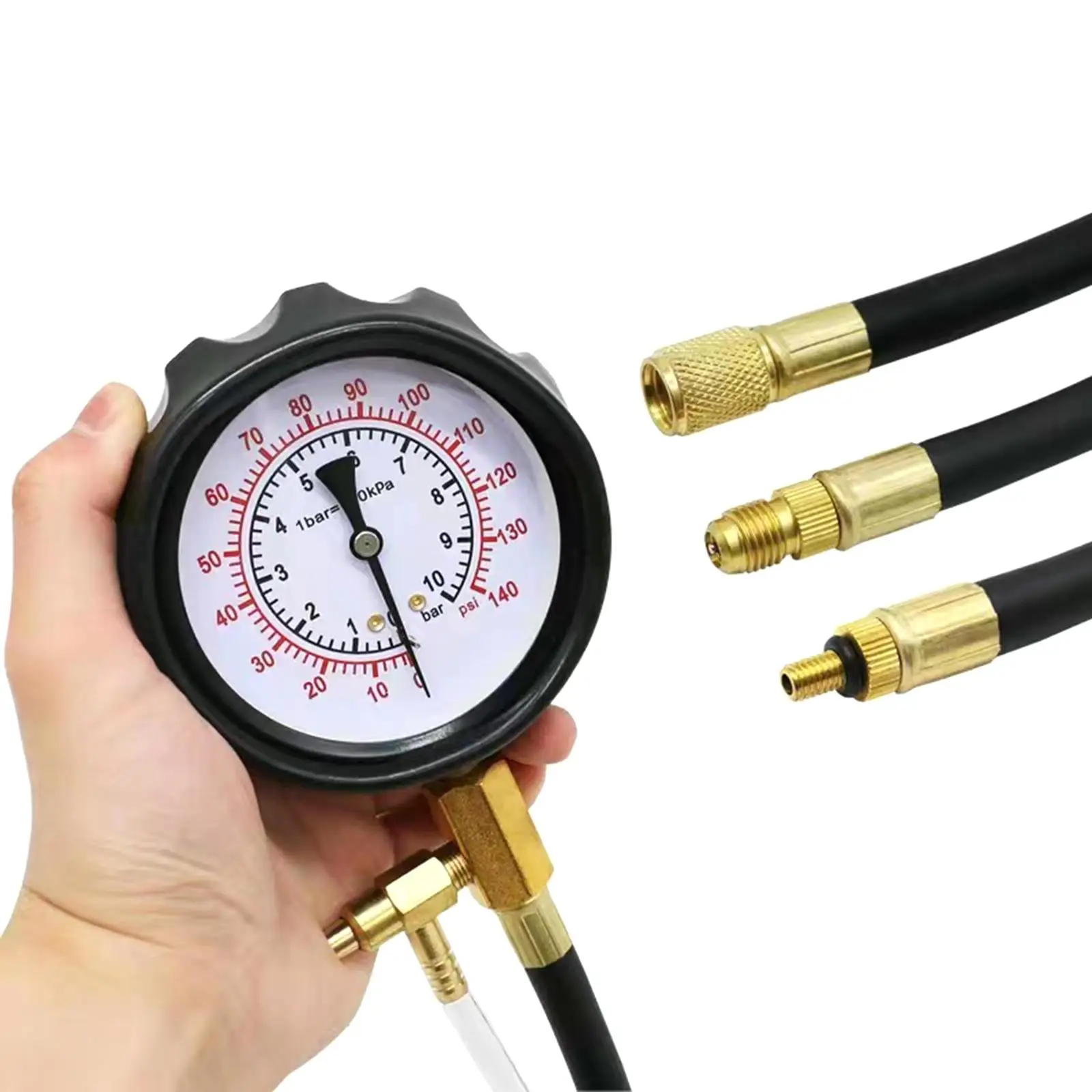 Alloy Cylinder Pressure Gauge Compression Tester Kit with Quick Coupling Safe Valves for Universal Petrol Engine Automotive Use