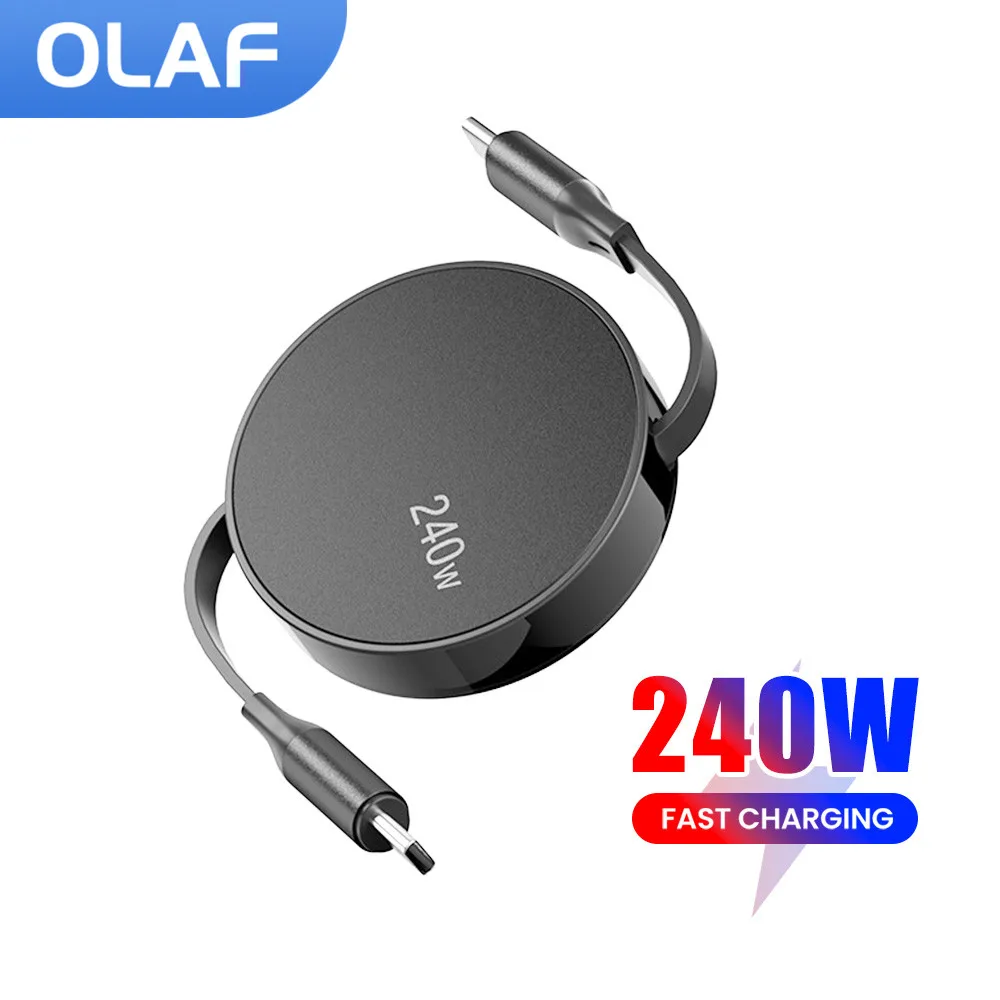 Wysuwany kabel USB C PD o mocy 240 W do kabla typu c do MacBooka iPada Kabel do szybkiej ładowarki do iPhone'a 15 Plus Pro Max Przewód do ładowania danych