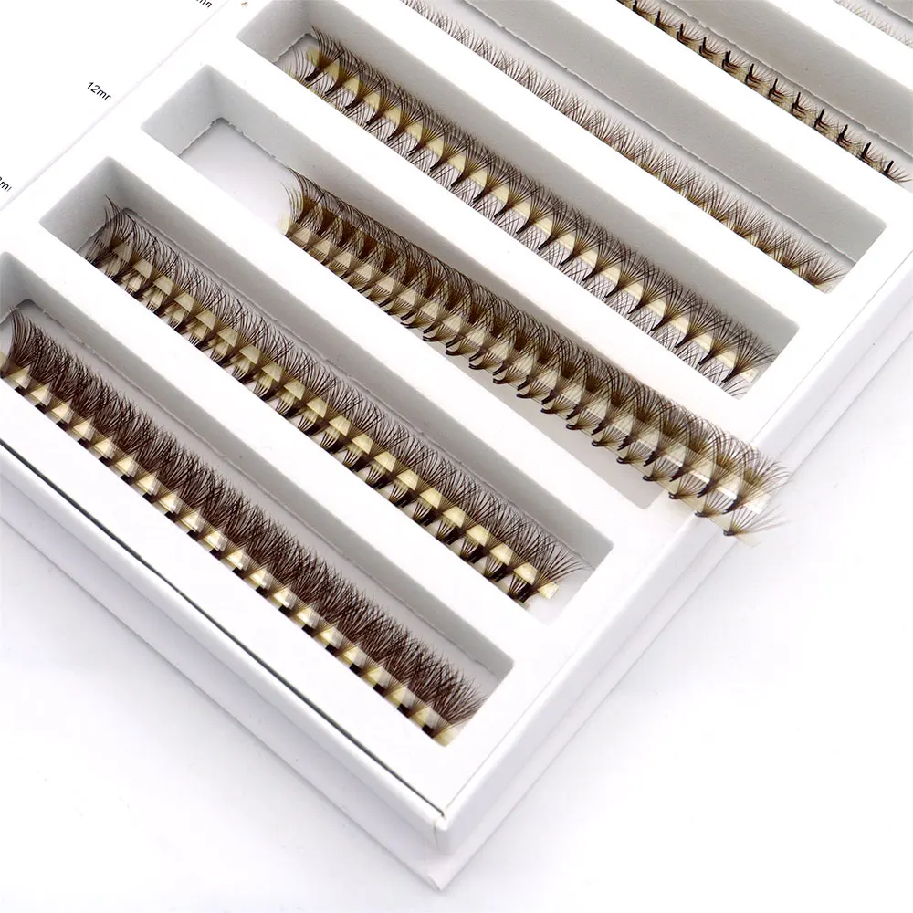 CMICC 1000 Fans Chocolate Brown Pointy Base Premade Volume Fans Eyelash Extensions Mixed Length 8-15mm Premade Fans Bouquet