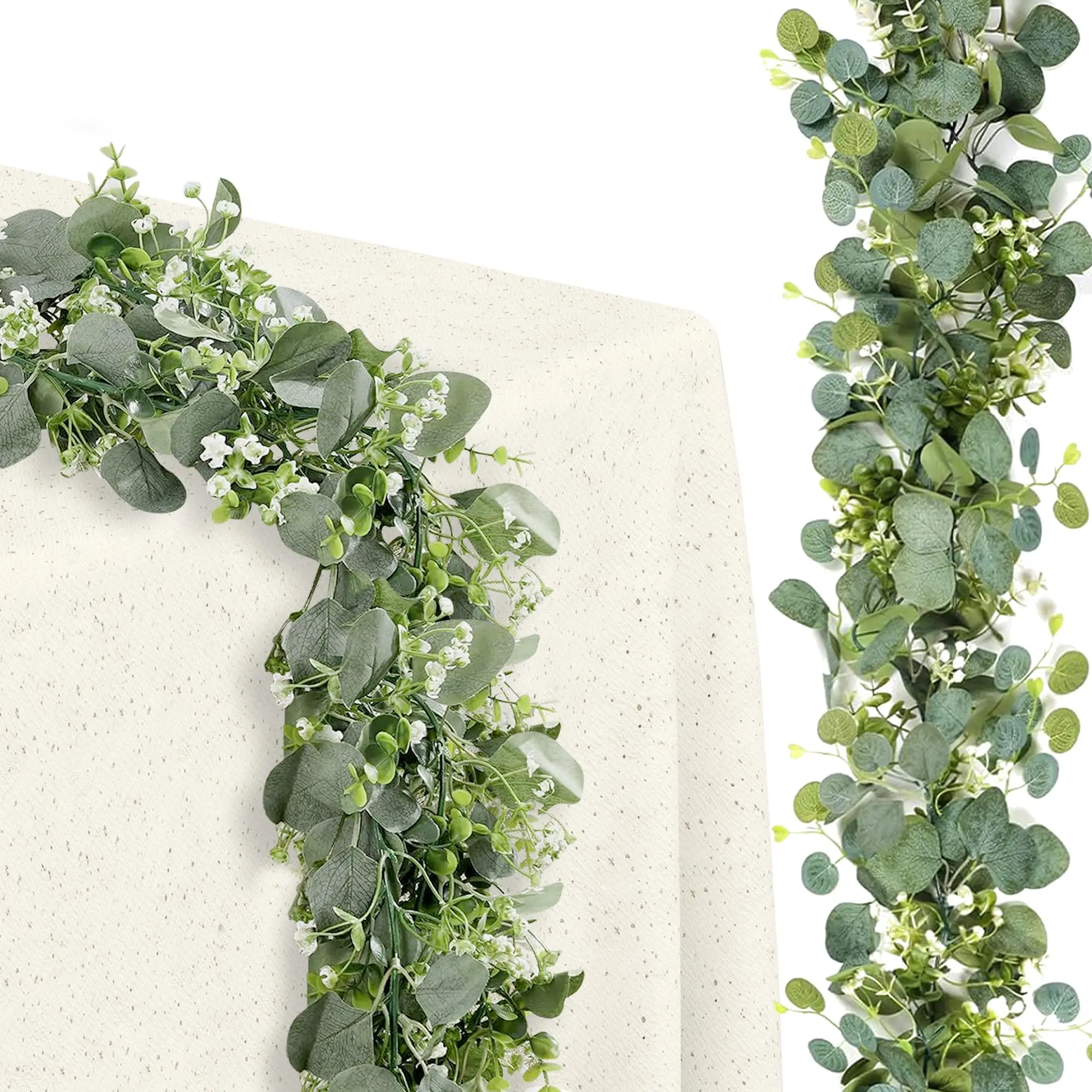 الاصطناعي الأوكالبتوس جارلاند الفضة الدولار يترك فو الخضرة الكرمة لاستحمام الطفل حفل زفاف الجدول غرفة ديكور حديقة المنزل #2