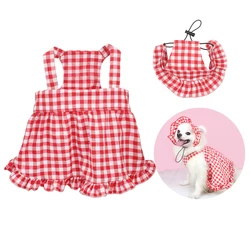 WAOPET Dog Cute Dress Skirt Spring Summer Clothes For Small Medium Large Dog Poodle Chihuahua Teddy Red Plaid Cat Costumes