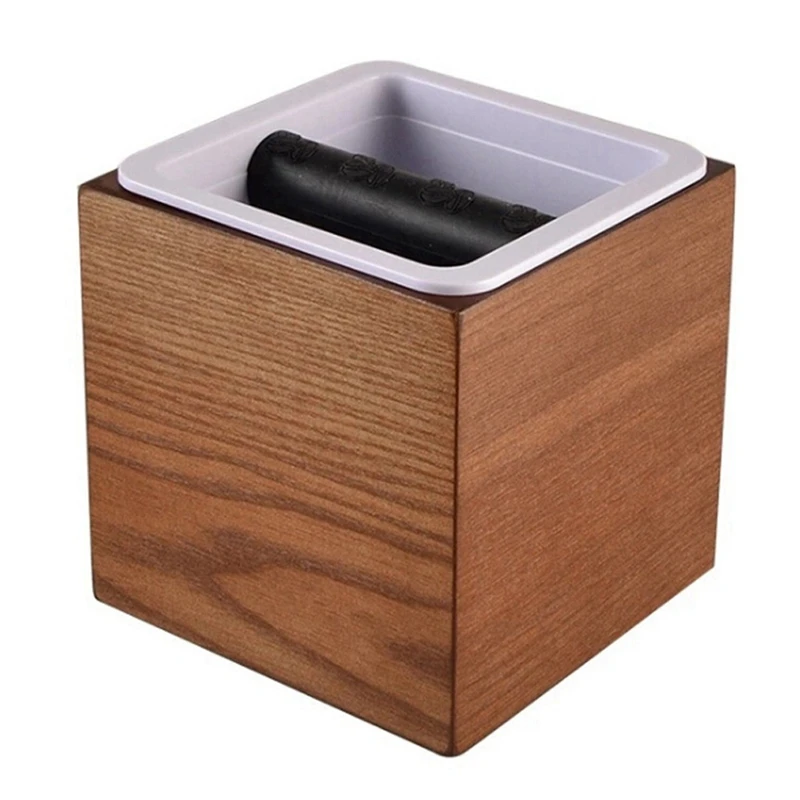 

Wooden Coffee Tamper Knock Box ABS Deep Bent Design Coffee Slag Not Splash Manual Coffee Grinder Coffee Accessory