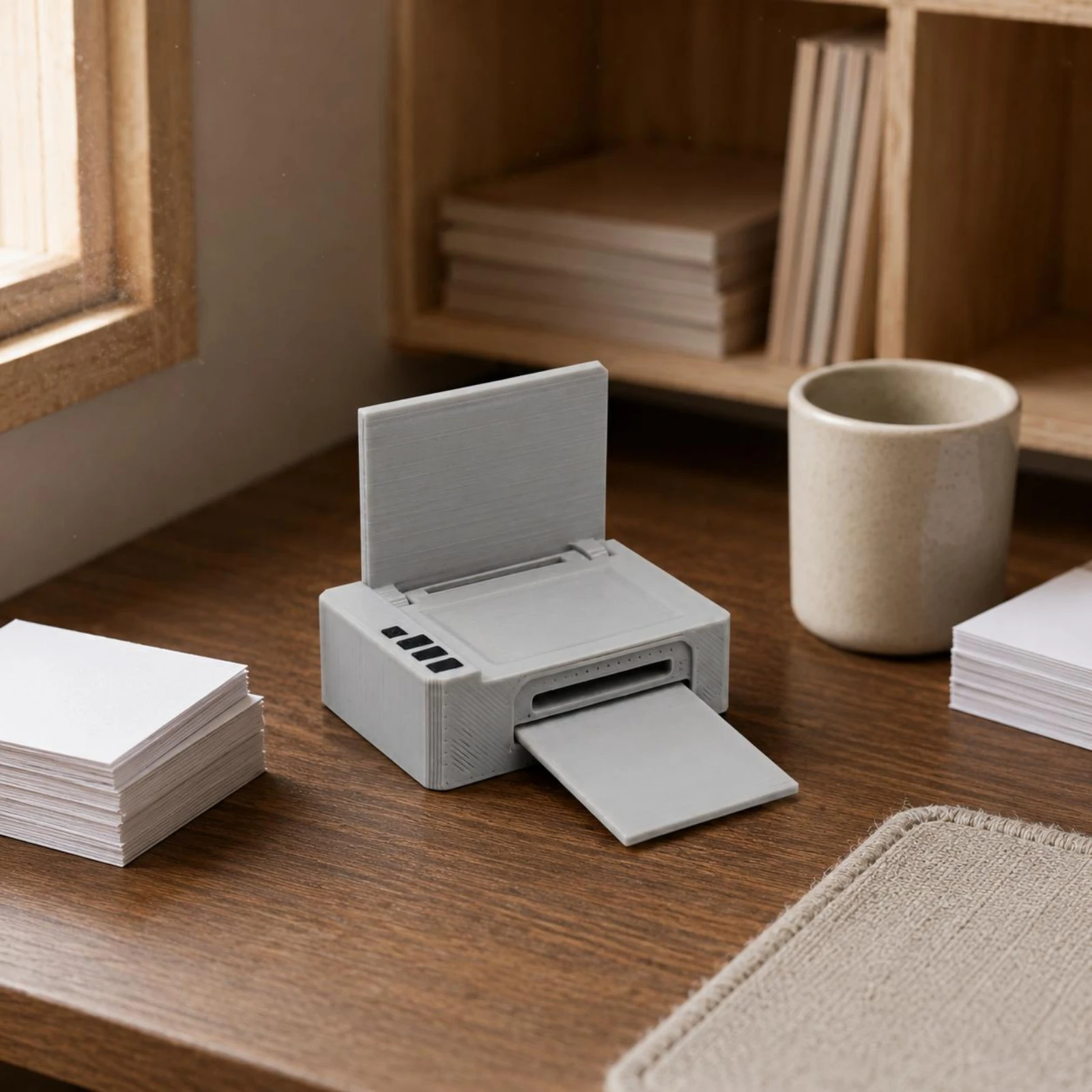 

1:12 Scale Printer Compact Dollhouse Printer Desk Ornament Plastic Rectangular for Office Scenes