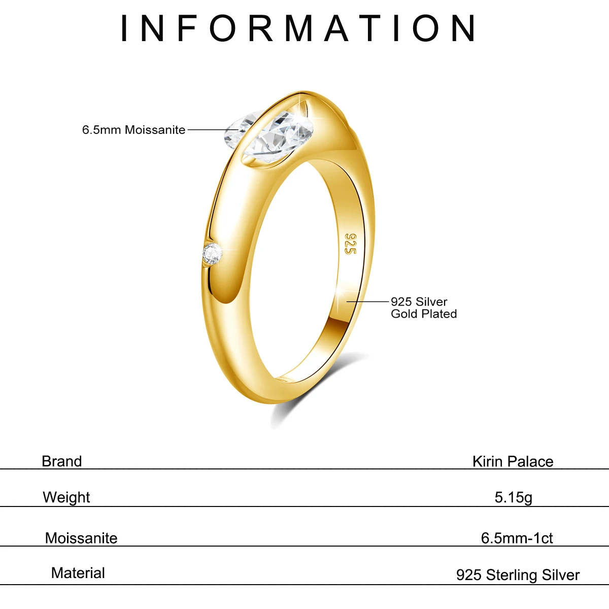 Women's Rotate Moissanite Solid S925 Silver Solitaire Ring