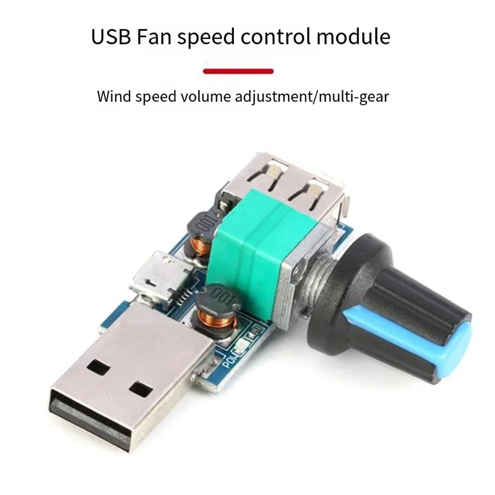 1pcs USB Fan Speed Controller 5W USB Fan Speed Regulator Wind Speed Regulator With Switch Speed Control Module Power Tool Parts