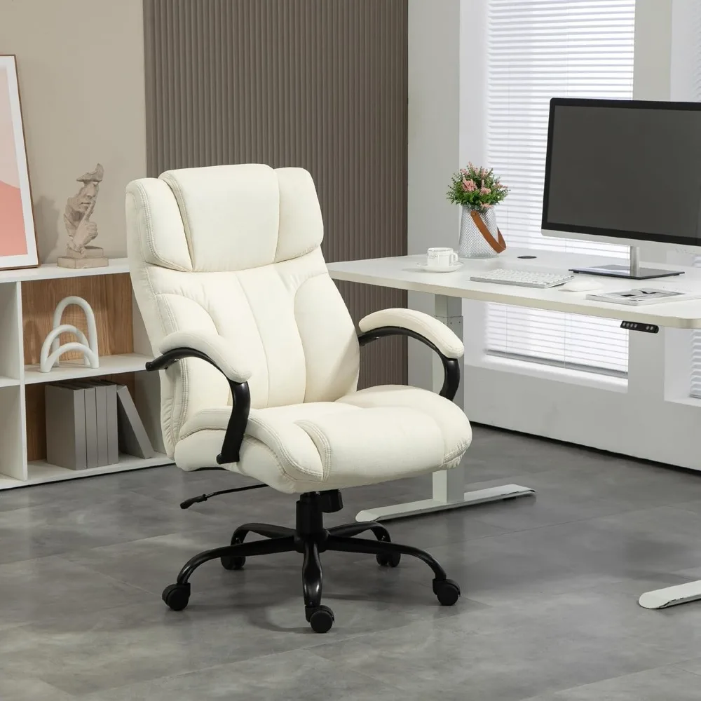 Vinsetto Silla de oficina grande y alta de 500 libras con asiento ancho, silla ejecutiva de escritorio para computadora con altura ajustable, ruedas giratorias y