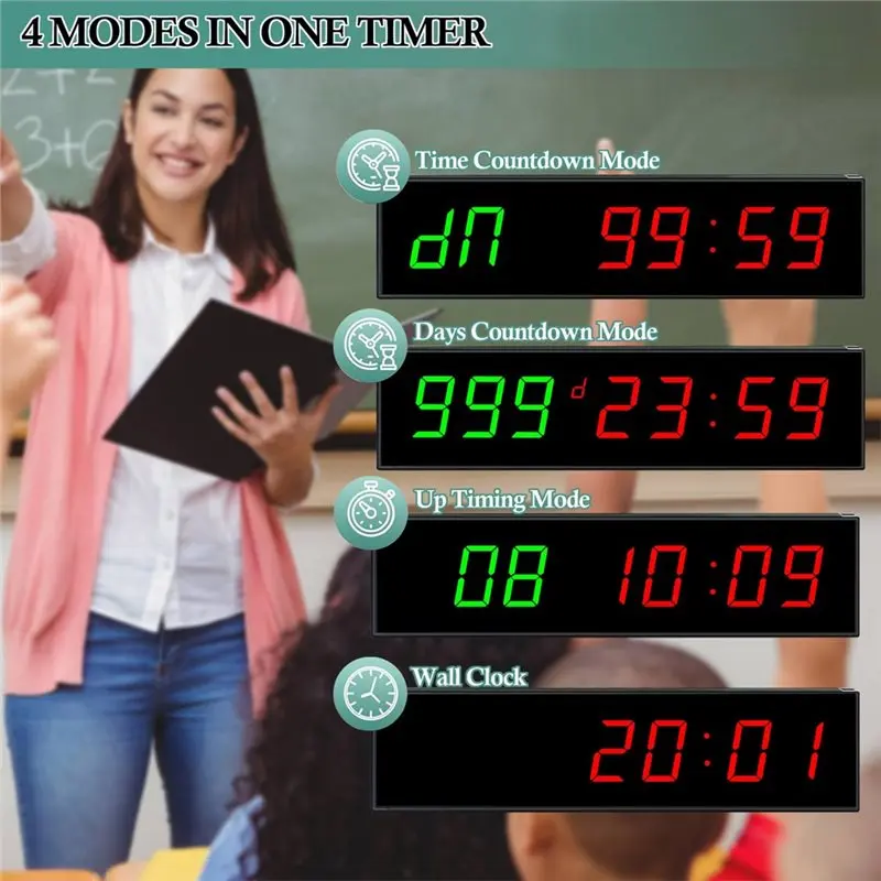Digital Countdown Timer Clock LED Display, Retirement Calendar Up To 999 Days, Count Timing Up Stopwatch Wall Mounted US Plug