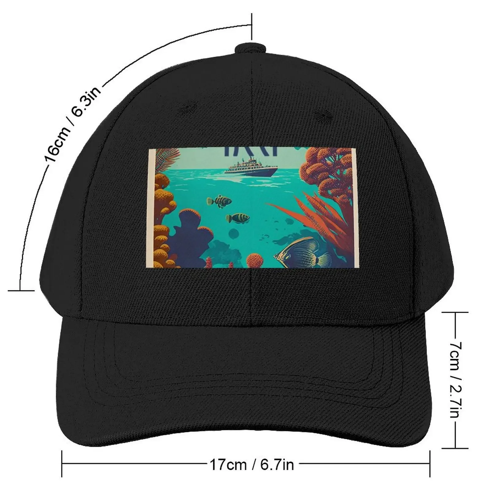 Great Barrier Reef Australia Vintage Travel Art Poster Baseball Cap custom Hat Unique hats Women's Men's