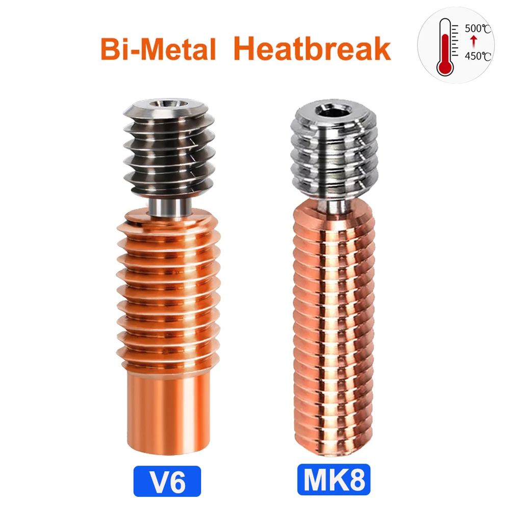 High Quality MK8 Throat Hotend E3D V6 Bimetal Heatbreak 3D Printer Parts Plated Copper Heat Break For 1.75mm Filament