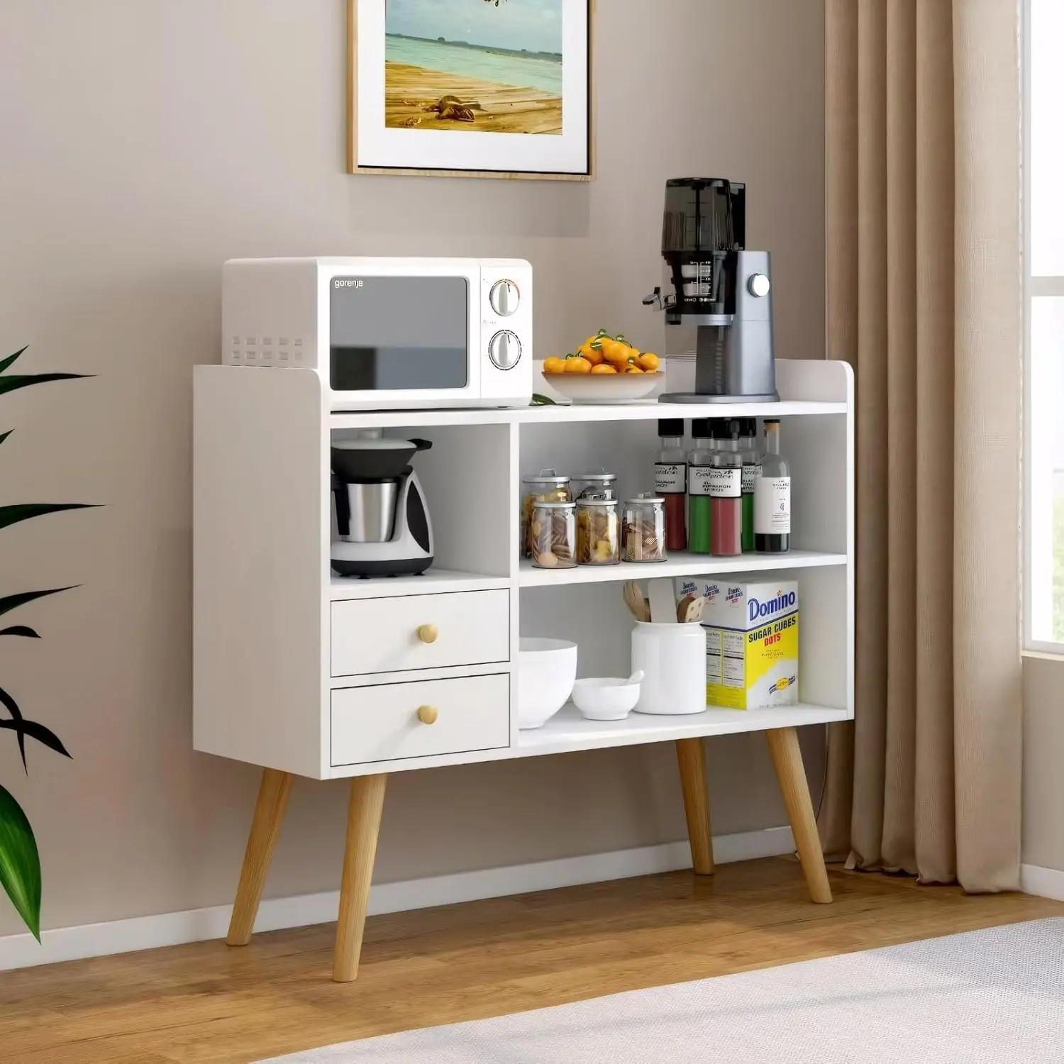 Schrank, 100 * 35 * 90 cm, Aufbewahrungssideboard, moderner Kaffee-Eckschrank mit Schublade, Aufbewahrungsregal, Organizer, Buffet-Sideboard C