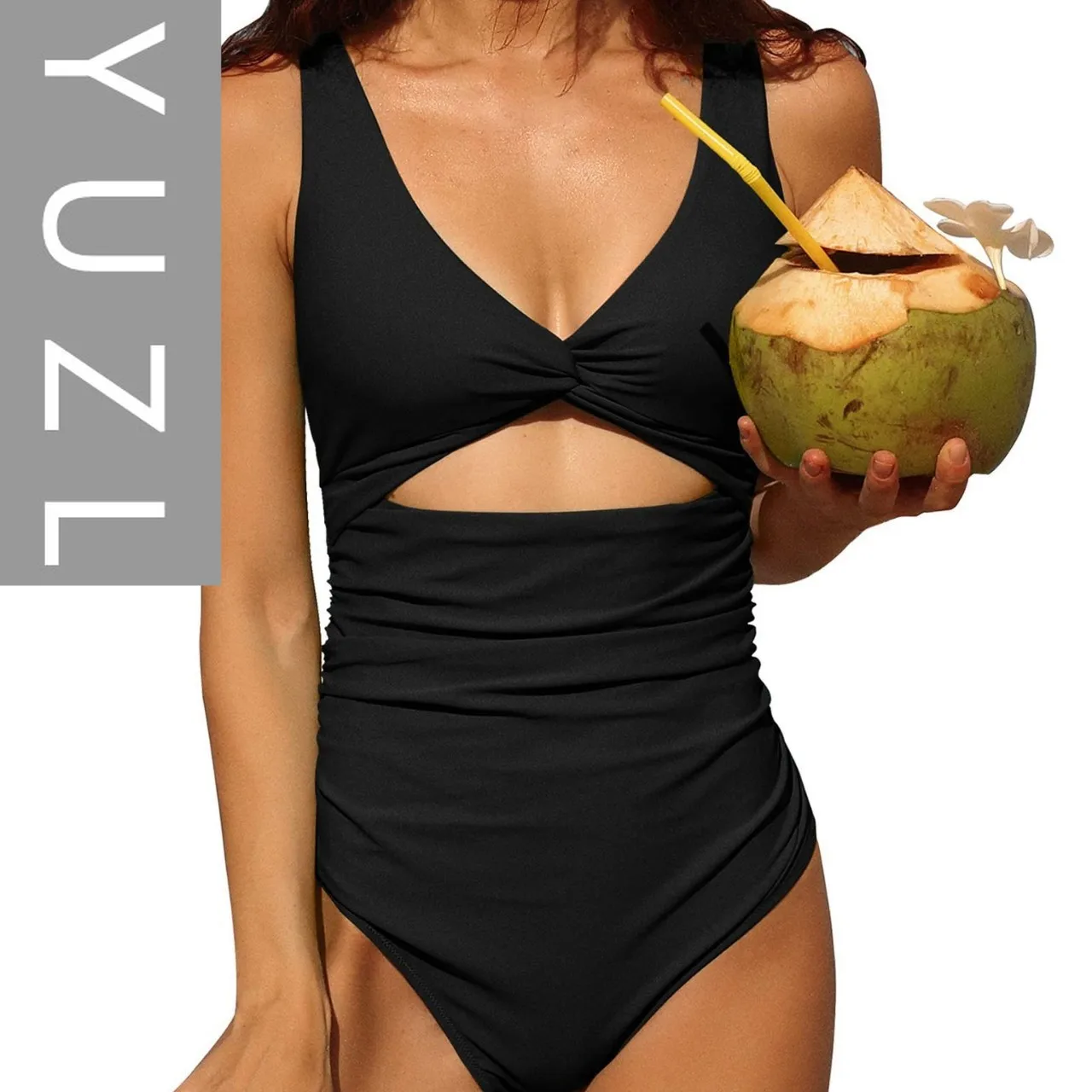

YUZL One-piece hollowed-out cross sling one-piece swimsuit women's 2025 new model