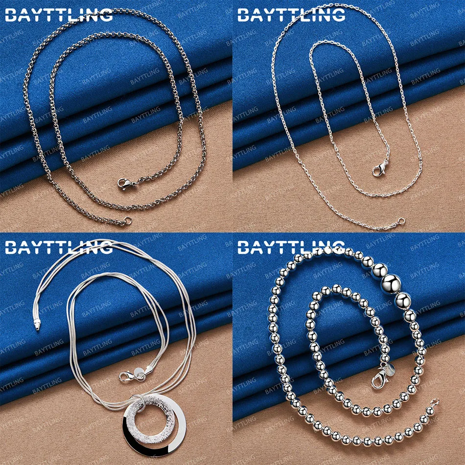 

Fashion 925 Sterling Silver Delicate Simple Round Bead Necklace Women's Party Wedding Accessories Gift Jewelry