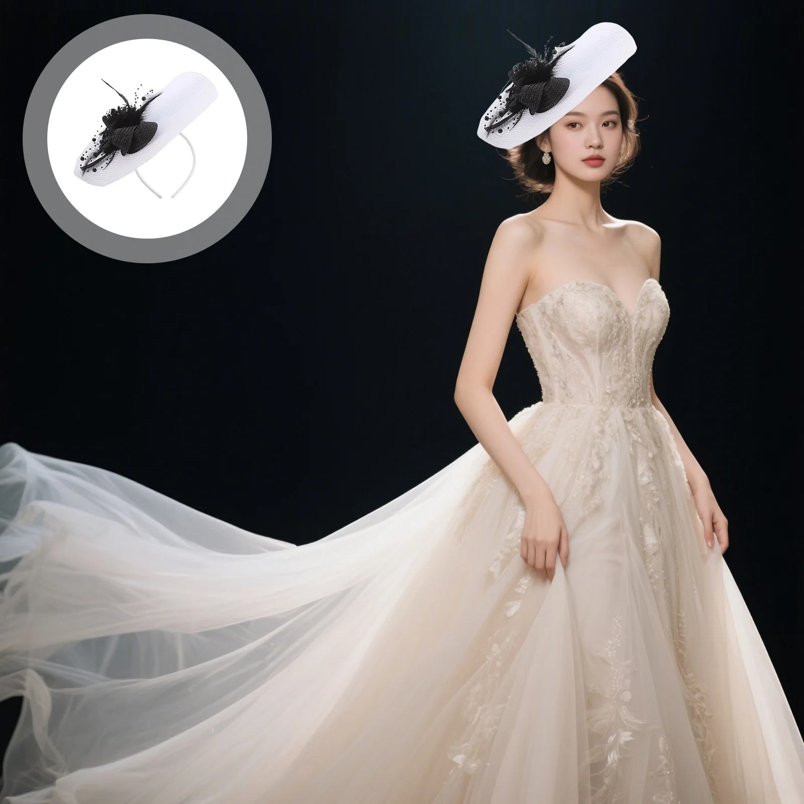 

Элегантная цветочная шляпа-волшебница для женщин, украшение ручной работы из шлейфа, свадебный банкет, чаепитие, головной убор, женская шляпа-волшебница