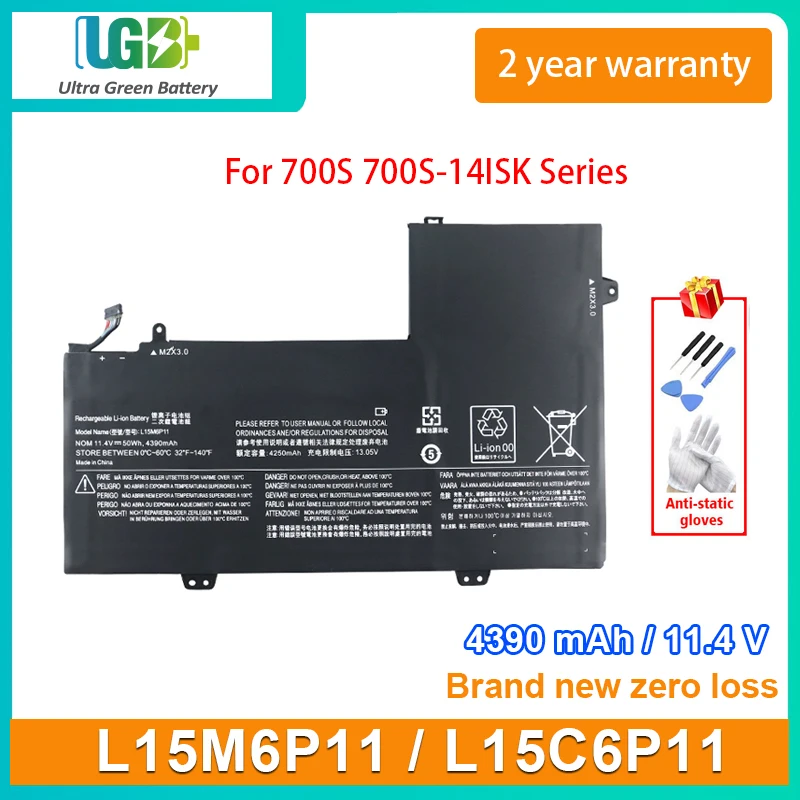 

UGB Новый L15M6P11 L15C6P11 Аккумулятор для ноутбука Lenovo ldeaPad 700S 700S-14ISK серии 11,4 в 50 Втч 4390 мАч