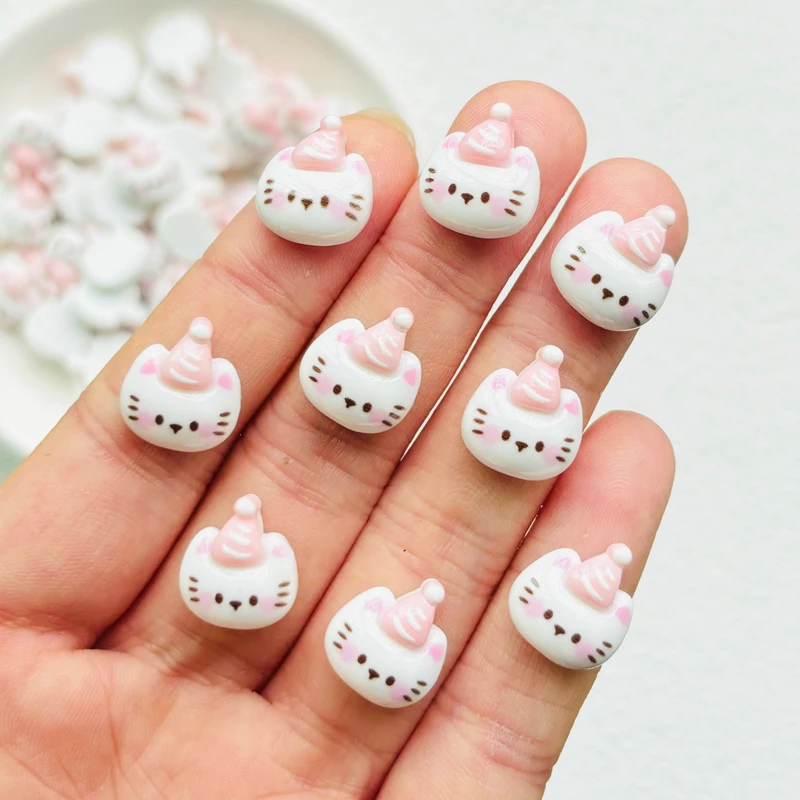 30 Pcs New Kawaii Cartoon Animal White Kitten Resin Scrapbook Diy Decorative Hair Clip, Pendant Jewelry Parts A127