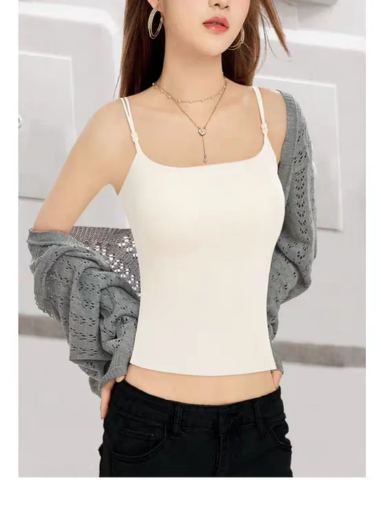 パールストラップ Fce 裏地付きインテイテッド レディース ベスト 下着 胸パッド付き 暖かいインナーウェア トップス 秋冬用