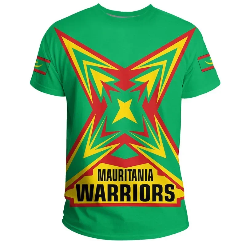 Map of Mauritania, Africa Flag pattern 3D Printed T-shirt National Emblem Coat of Arms for men Sports sweatshirt for boys top