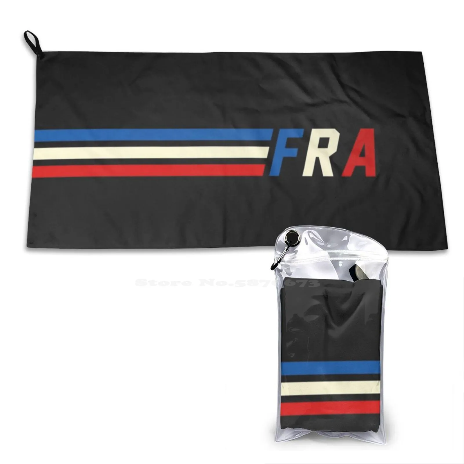 Fra Blue White Red Racing Stripes Gym Outdoor Sports Fitness Towel Bath Washcloth France French Car Auto Motor Sports Vintage