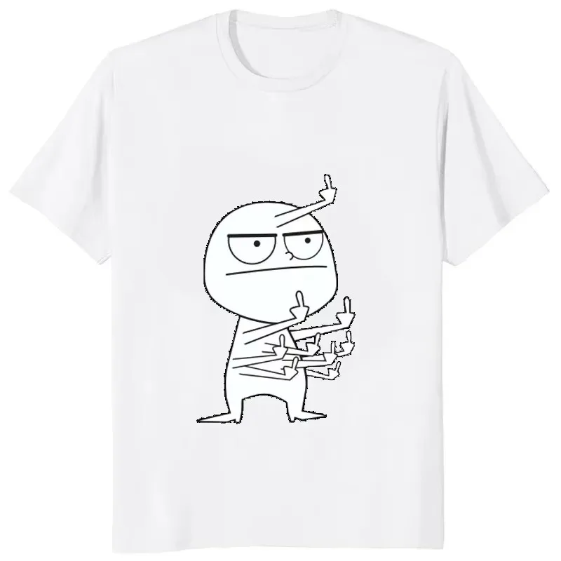 Middle Finger Funny Printed Children's Pure Cotton T-shirt Casual Fashion Hariku Hip-hop Street Cute Trend Parent-child Top
