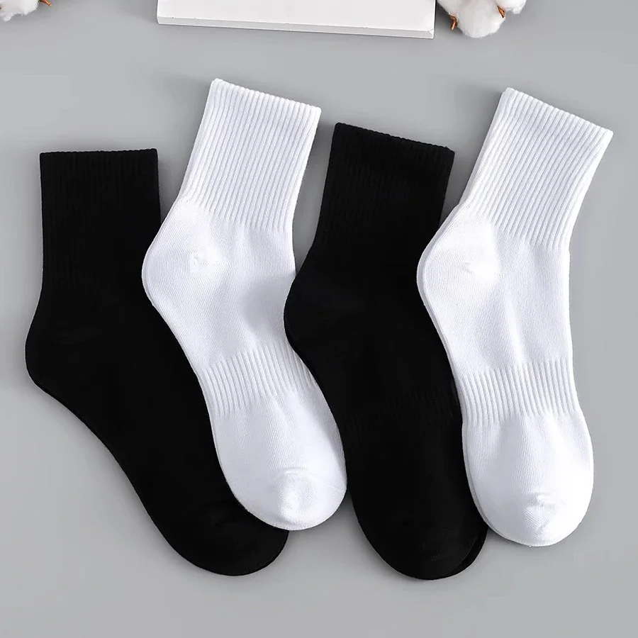 3Pairs Classic Black White Cotton Socks for Men\'s Short Socks Summer Thin Low Tube Socks Anti Odor Women\'s Ankel Sox EU 37-42