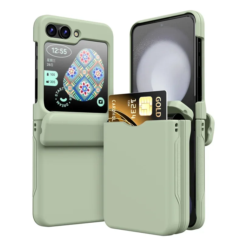 Mit Kartenhalter Schutzhülle für Samsung Galaxy Z Flip 8 7 FE 6 5 4 Flip6 Flip5 Flip4 Vollständig Scharniergeschützte Stoßfeste Hülle – Detail 7