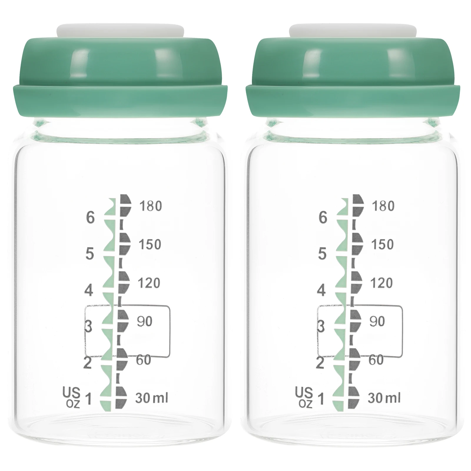 

2 Pcs Breast Milk Storage Bottle 180ml Green Wide Mouth Glass Containers Baby Milk Feeder Practical Transparent Design