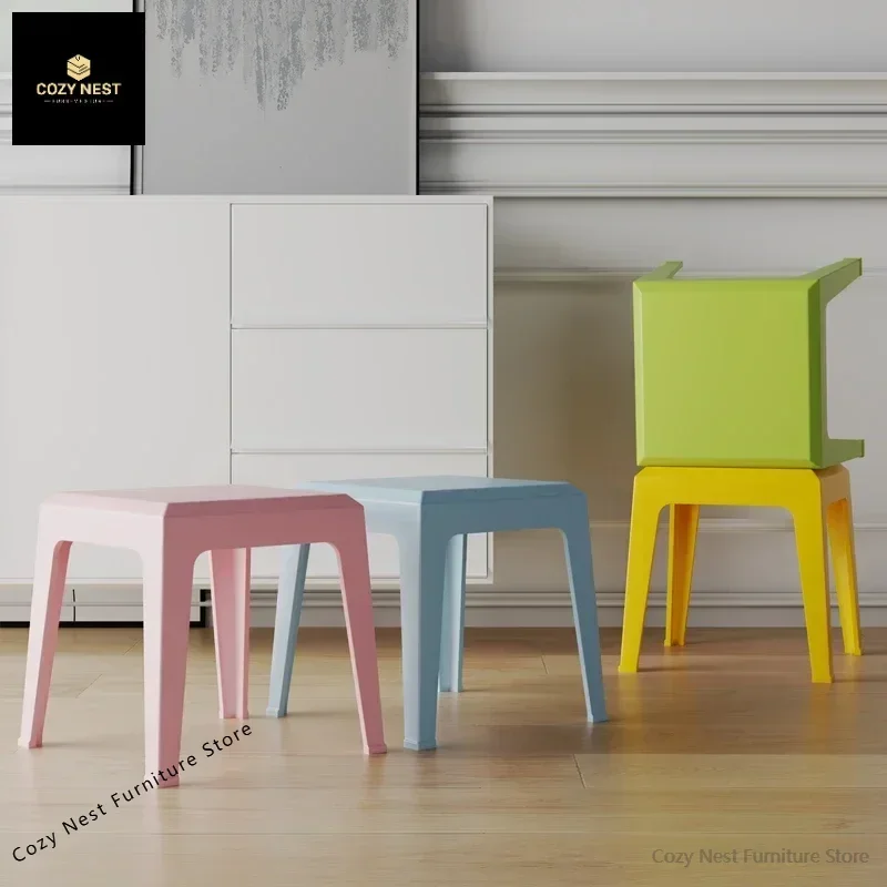 Plastic stool thickened household adults sturdy small bench stackable Internet celebrity extra thick stool children's living roo