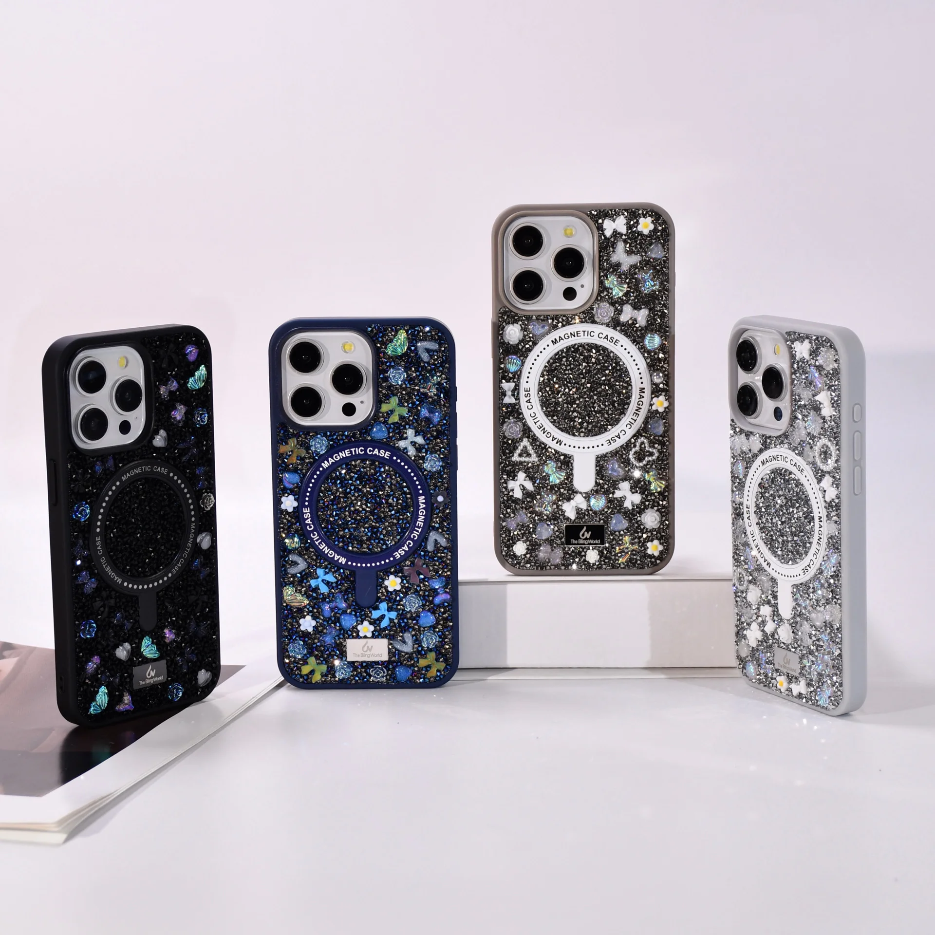 Luxuriöse Volldiamant-Kugel für Apple iPhone 16 15 14 13 12 11 Pro Max Premium Bohren Damenmode iPhone Magsafe Handyhülle