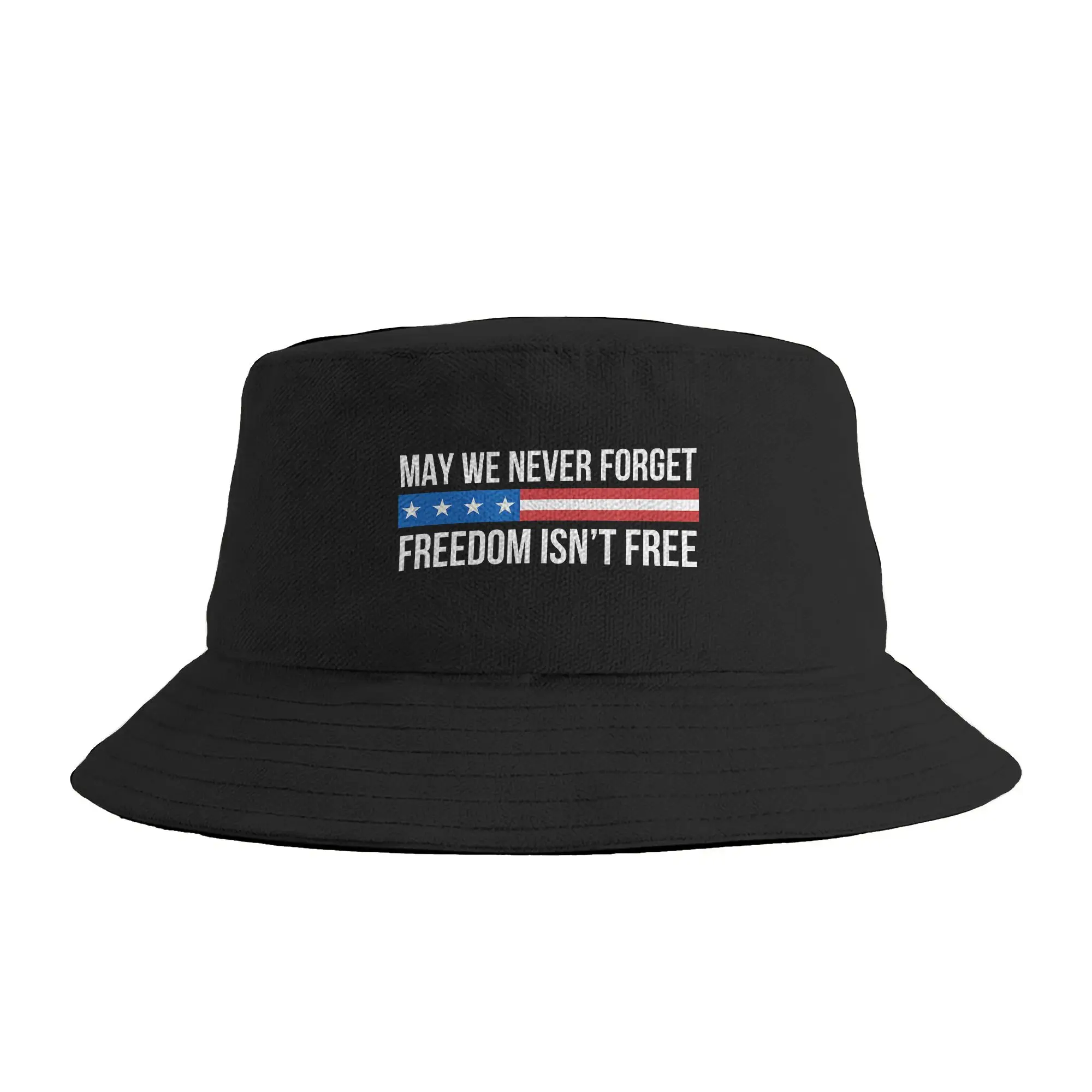 May We Never Forget Freedom Isn‘t Free Bucket Hat  Streetwear Fisherman Caps For Men Women Korean Beach Travel Visor Hats