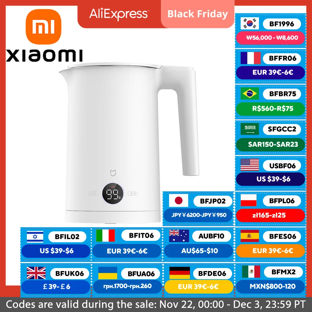 XIAOMI MIJIA Constant Temperature Electric Kettles P1 Quiet Edition,1800W Power,304 Stainless Steel,Pot Kettle Four Thermos Mode