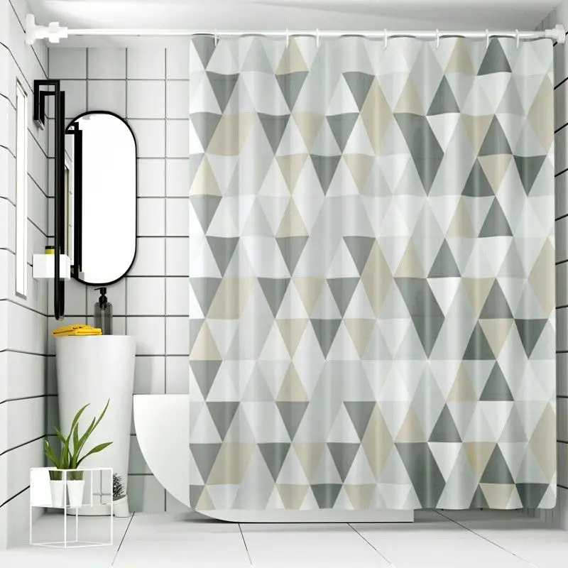 

Shower Curtain Triangular Geometry Printed Bathroom Curtain PVEA Fabric Modern Style Water Resistant Shower Curtains 95 Inches