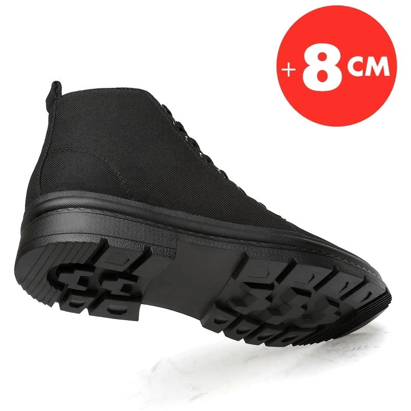 Botas altas de lona para hombre, zapatos de tacón oculto, calzado cálido, plantilla de aumento, 8CM, 6CM, deportes de elevación informales, Invierno