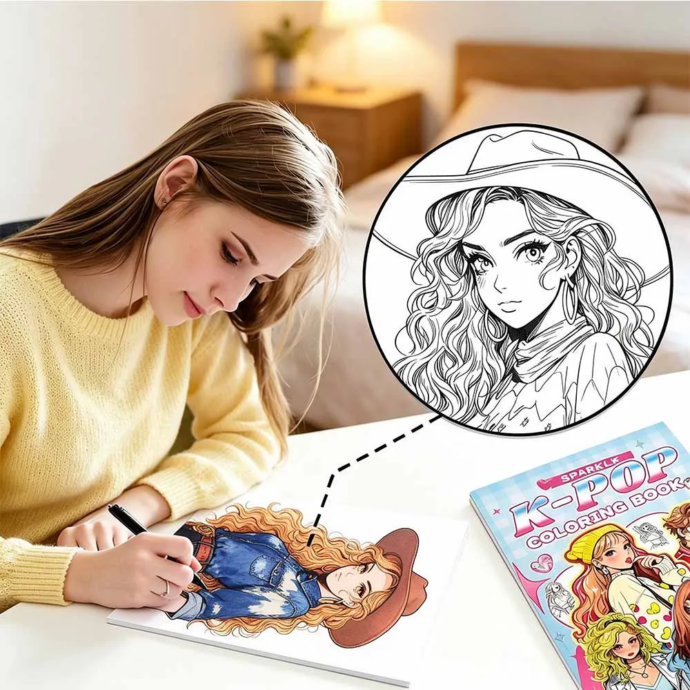 K-Pop Style Coloring Book – Original Idol Fashion Line Drawings, Creative Sketch Pages for Fans, Birthday Christmas Gift