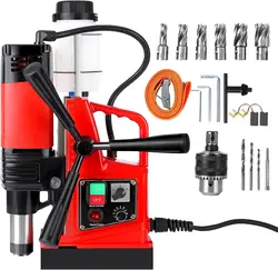 Magnetic Drill Press 110V, 2 Inch Boring Diameter, 1400W, 810 RPM, 6Pcs Drill Bits, 40 Dual Track, Portable Magnetic Drill