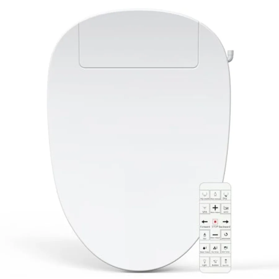 Elongated Bidet Toilet Seat with Unlimited Warm Water Heated Seat Warm Air Dryer Rear and Front Wash Soft Close Lid Night Light