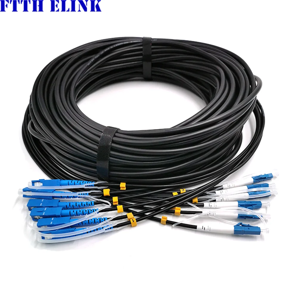 6 core Armored fiber patchcord 350-500M 6C SC LC FC ST APC ratproof Singlemode 6 fibers optical jumper cable ELINK ftth 400M450M